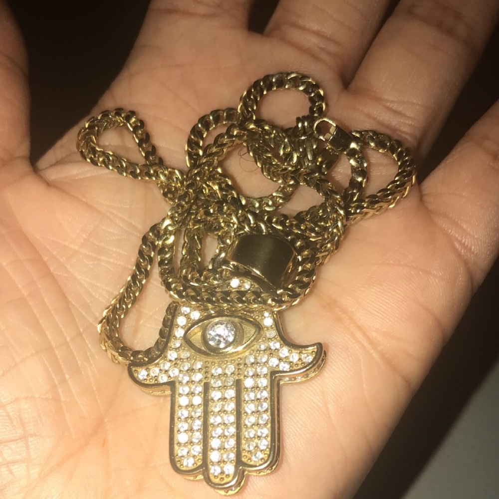 Gold Hasma Hand Necklace